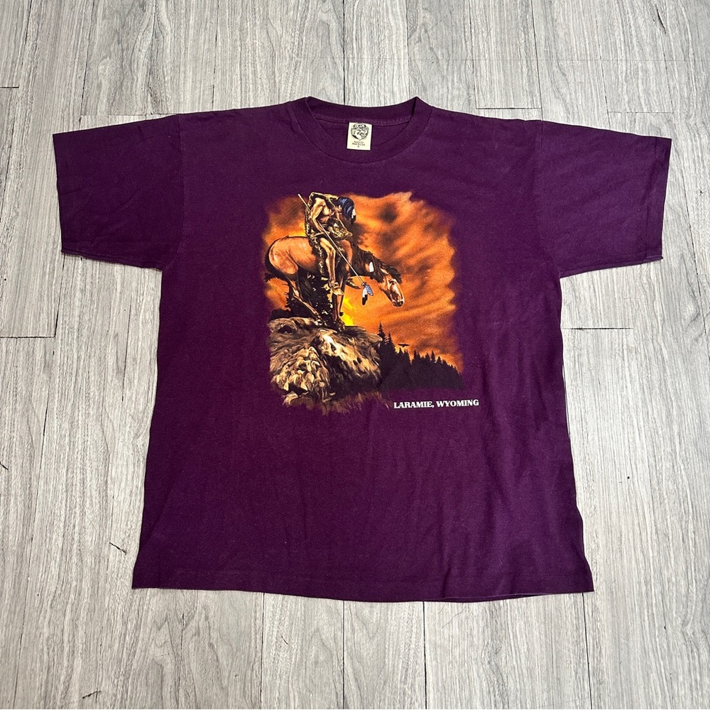 Vintage Eagle 90’s Native American Horse Laramie, Wyoming Shirt Made in the USA